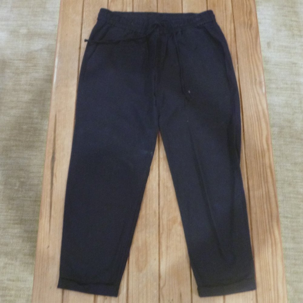 J. Crew Cropped Navy Linen Pants